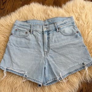 American Eagle distressed light wash denim shorts